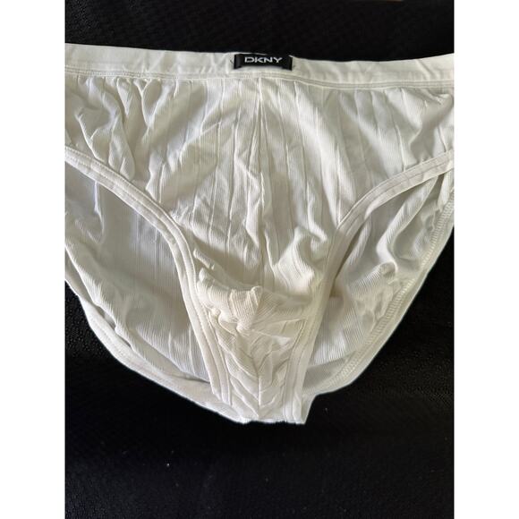 VTG DKNY rare men’s bikini briefs white ribbed XL - Picture 1 of 4